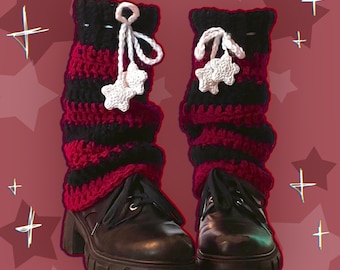 Crochet Leg Warmers (Red and Black)