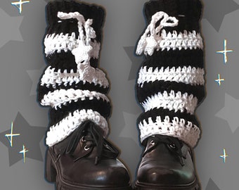 Crochet Leg Warmers (Black and White)