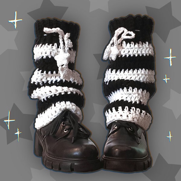 Crochet Leg Warmers (Black and White)