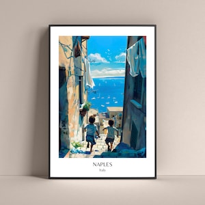 Poster Naples, Italie, affiche lifestyle, impression Naples, affiche de Naples, impression de lessive, affiche Campanie, Naples, impression de voyage, Naples, Italie, cadeau, affiche