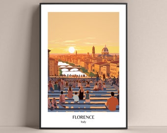 Póster de Florencia, póster de estilo de vida italiano, póster de puesta de sol en la Toscana, póster de Italia, póster de viaje por Italia, vista de Florencia, impresión de regalo de Florencia