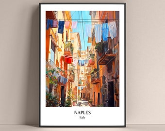 Póster de Nápoles, Italia, estilo de vida, impresión de Nápoles, póster de Nápoles, impresión de lavandería, impresión de viaje de Campania, regalo, Nápoles, Italia, Stampe, póster de Nápoles