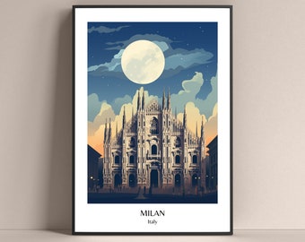 Póster de Milán, estilo de vida italiano, regalo de Milán, impresión de Milán, impresión de Italia, póster de la catedral de Milán, regalo de Italia, póster de Italia, póster de Milán, Europa