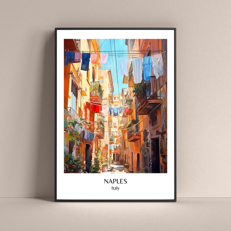 Poster Napoli Poster stile di vita italiano Stampa Napoli Poster Neapel Stampa lavanderia Stampa Campania Napoli Poster Viaggio Stampa Napoli Italia Poster regalo immagine 1