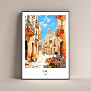 Póster de Bari, Italia, estilo de vida, póster de Bari, Apulia, póster de Apulia, impresión de viaje de Bari, póster de Puglia, arte de pared de Italia, decoración moderna de Italia, regalo de Italia