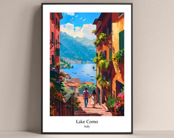 Póster del lago de Como Impresión Póster de estilo de vida de Italia Póster de viaje de Bellaggio Impresión de Italia Póster de Italia Regalo de Italia Póster de regalo de Italia Vista del lago de Como
