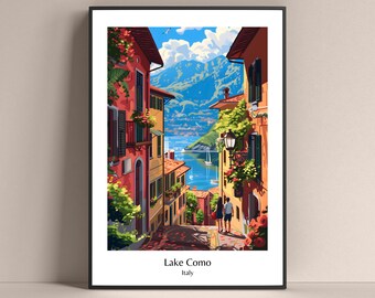 Póster del lago de Como Impresión Póster de estilo de vida de Italia Póster de viaje de Bellaggio Impresión de Italia Póster de Italia Regalo de Italia Póster de regalo de Italia Vista del lago de Como
