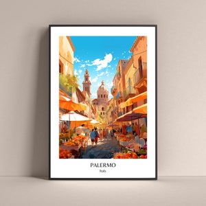 Palermo Poster Italia Stile di vita Stampa Sicilia Poster di viaggio Sicilia Stampa Poster regalo Mercato Sicilia Palermo Sizilien Wall Art Europa Poster