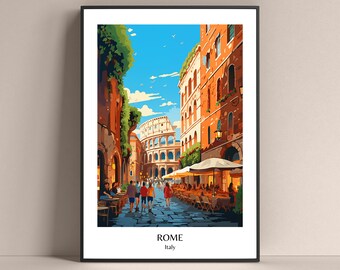 Póster de Roma, póster de estilo de vida italiano, póster del Coliseo, póster de Roma, póster de Italia, póster de regalo de Italia, póster de satén, póster de Italia y Roma.