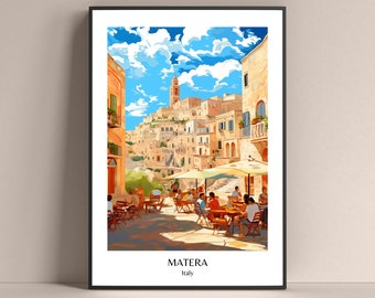 Matera Cartel Italia Matera Sassi Viaje Impresión Matera Impresión Sassi Matera Italia Cartel de viaje Italia Imprimir Regalo Italia Imprimir Stampe Italia Sello