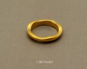 Gold Wave Ring - Gold Plated Ring - Solid Gold Ring - Thin Gold Ring - Gold Pinky Ring - Stacking Rings - Gold Ring Women - Dainty Ring