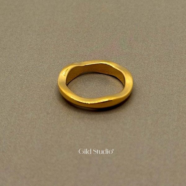 Gold Wave Ring - Gold Plated Ring - Solid Gold Ring - Thin Gold Ring - Gold Pinky Ring - Stacking Rings - Gold Ring Women - Dainty Ring