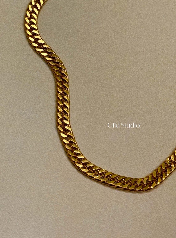 Catena barbazzale in oro da mm, collana placcata oro, collana a