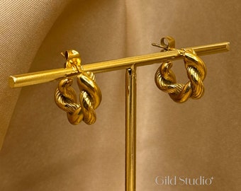 18k Gold Plated Dainty Twist Hoop Earrings – Dainty Small Hoop Earrings for Everyday – 21st 30th Birthday Gifts for Her