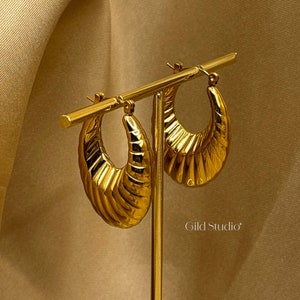 Gold Plated Earrings - Gold Hoops - Gold Hoop Earrings - Solid Gold Earrings - Hoop Earrings - Statement Earrings - Dangle Earrings