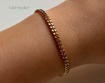 18k Gold Chain Bracelet - Gold Plated Bracelet - Adjustable Bracelet - Stacking Bracelets - Thin Gold Bracelet - Solid Gold Bracelet