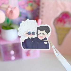 cute gojo & geto vinyl sticker