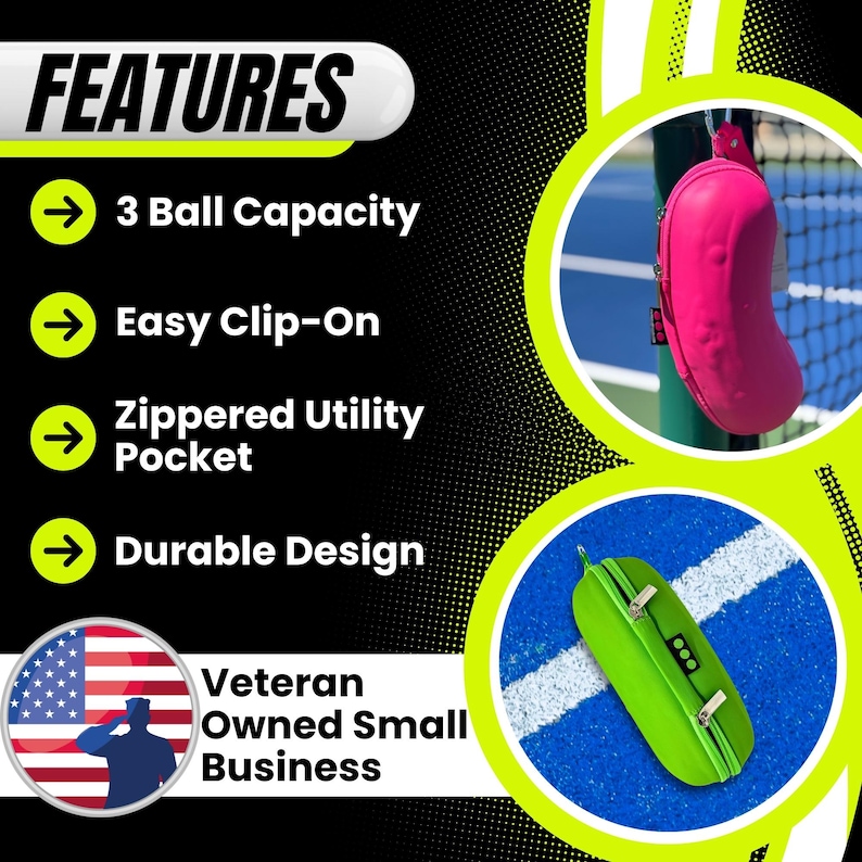 Pickleball Ballhalter Geschenk – Ballboy ™ Clip-On Bag oder Zaunzubehör – Für 3 Bälle Bild 6