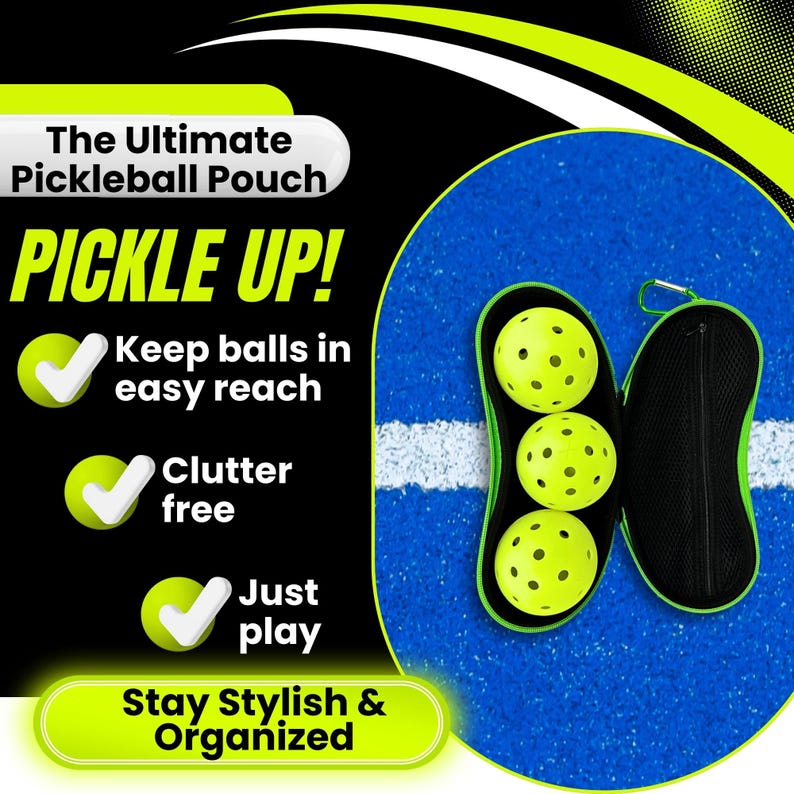 Pickleball Ballhalter Geschenk – Ballboy ™ Clip-On Bag oder Zaunzubehör – Für 3 Bälle Bild 5