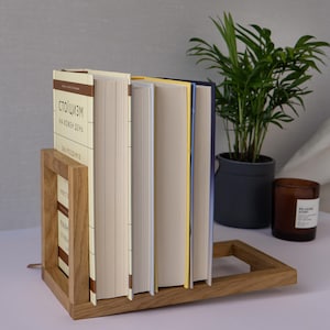 Wooden Book Stand – Solid Oak Book Holder for Desk, Minimalist Book Organizer, Eco Gift for Book Lovers, Handmade Reading Accessory