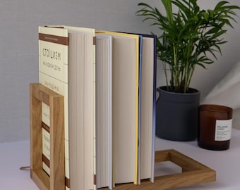 Wooden Book Stand – Solid Oak Book Holder for Desk, Minimalist Book Organizer, Eco Gift for Book Lovers, Handmade Reading Accessory