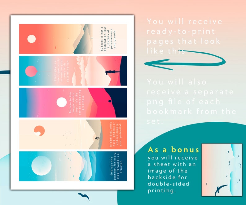 Good Work Bookmark 30 Motivational Quotes Bookmark Designs, Bookmark Set, Separate PNG ...