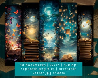 Fairy Tale Bookmarks, Magical Designs, Printable Bookmark Set (PNG JPG)