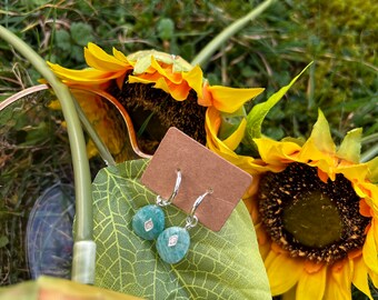 Teal Gemstone Hoops