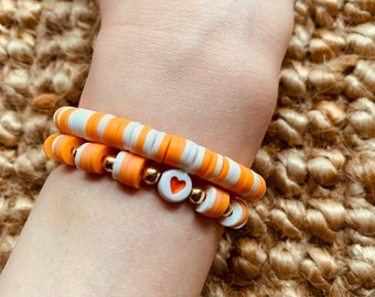 striped clay bead bracelet