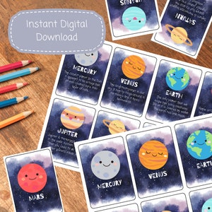 Zonnestelsel Montessori Educatieve Flashcards Afdrukbaar Montessori Educatief Materiaal Planeten Flashcards Zonnestelselkaarten
