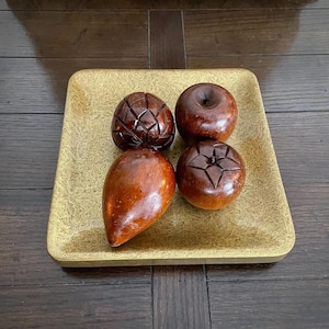 Vintage Dark Wood Fruit 4 Pieces