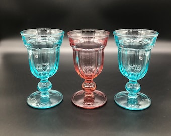 1 Pink and 2 Aqua Imperial Glass Footed Sundae Dessert Dishes