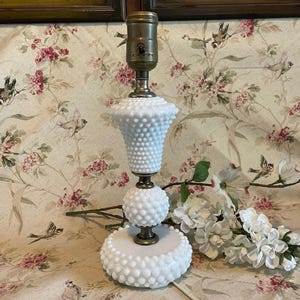 Fenton Hobnail Milk Glass Tri-section Lamp