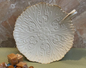 Lenox Candy and Nut Dish with Scalloped Edge and Gold Trim and a Nifty Handle