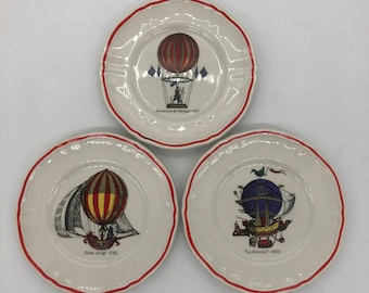 Longchamp French Hot Air Balloon Plates Set of 3