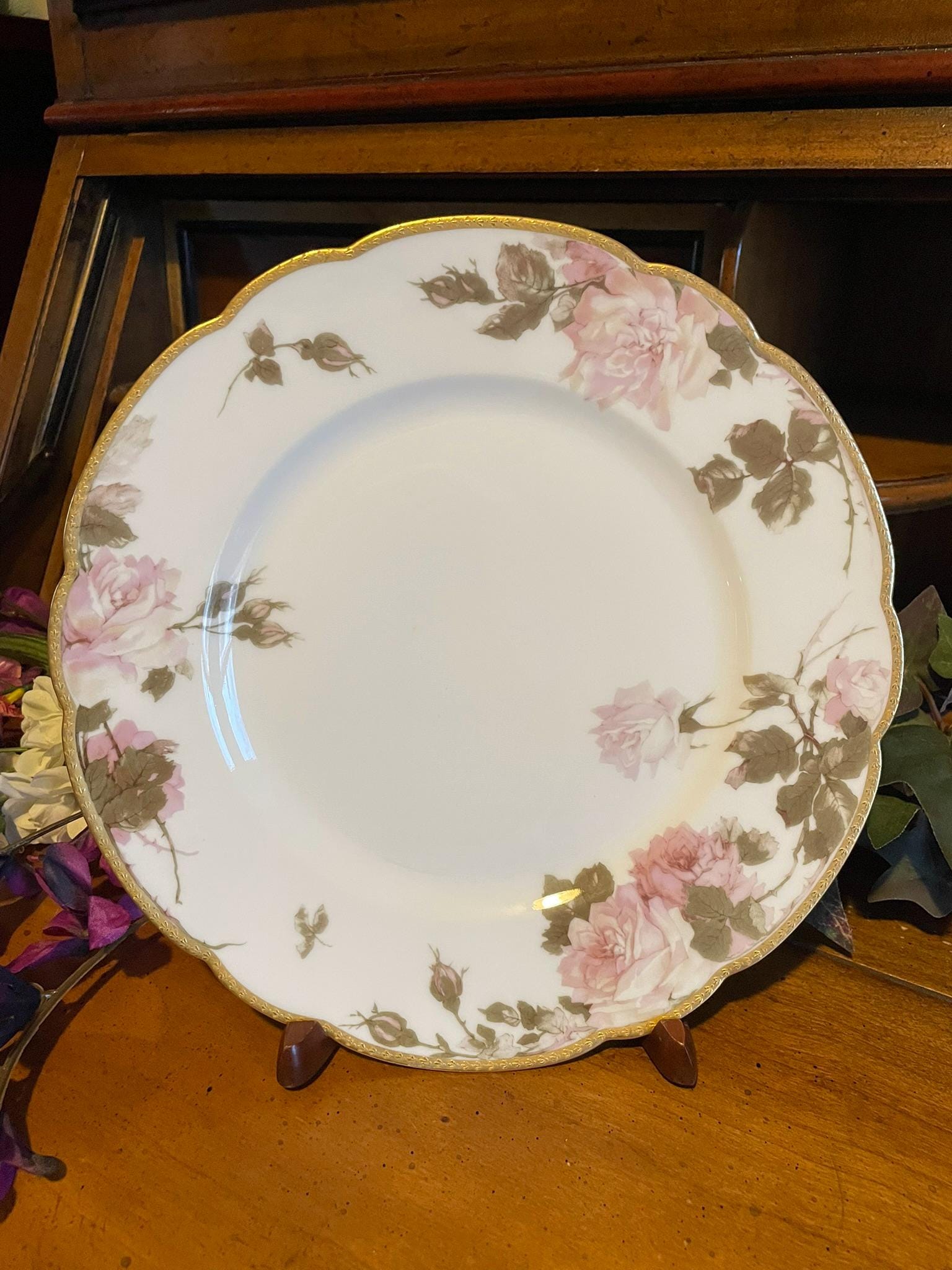 フランス製 Limoges ROSE DE LIMOGESディナープレート ペア フランス製