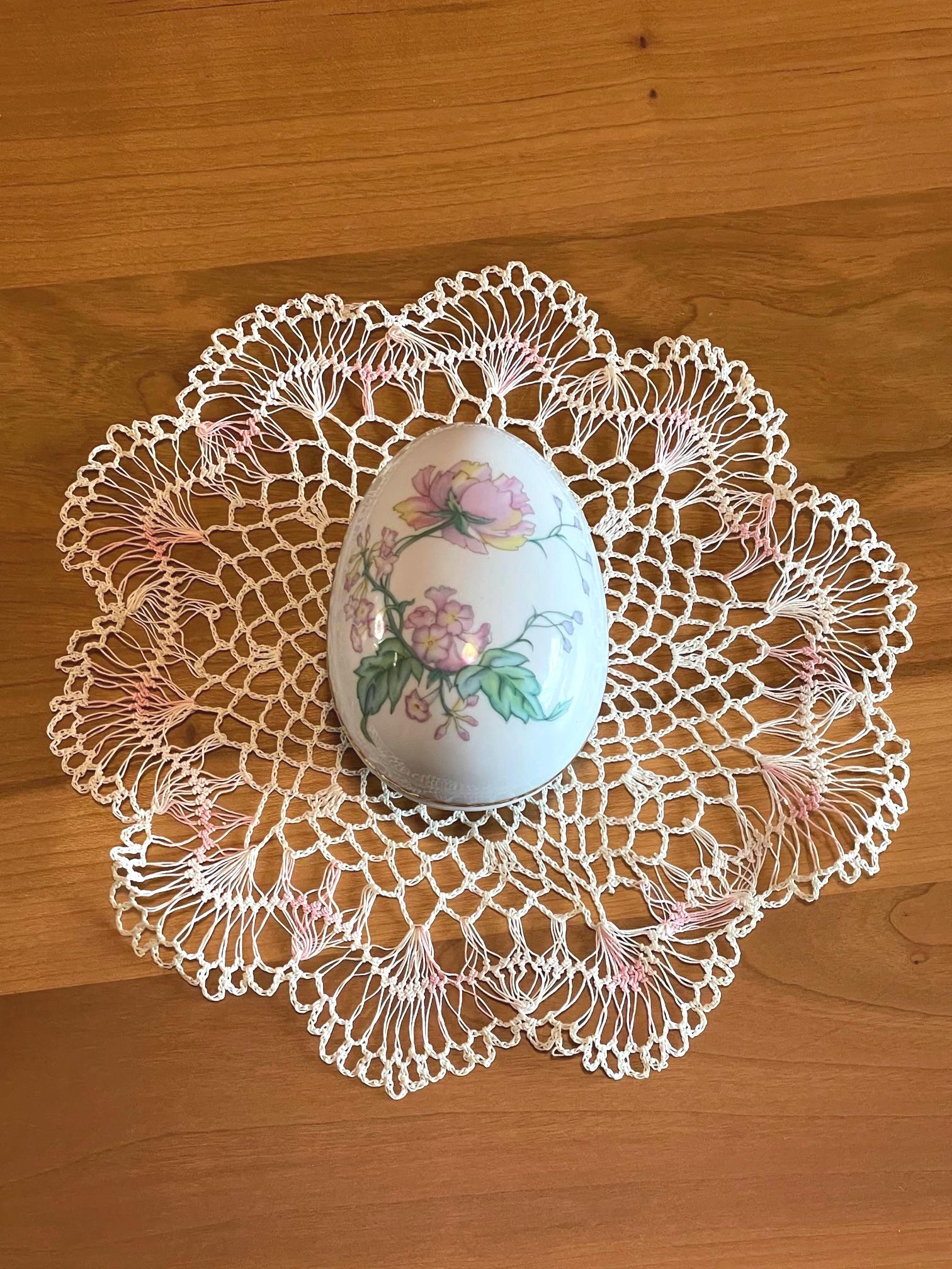 Floral Egg Shaped Trinket Box with Lid