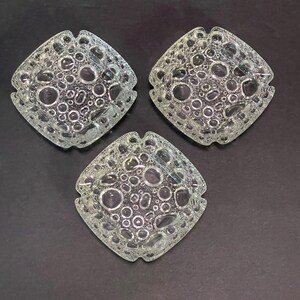 MCM Blenko 'Raindrop' Pattern Clear Glass Ashtrays Set of 3