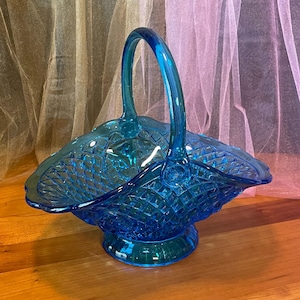 Vintage Glass Basket - Etsy