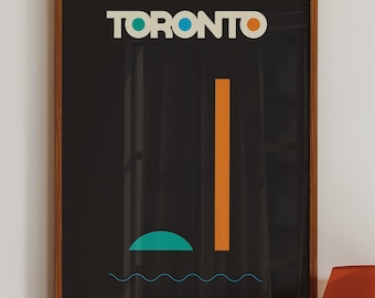 Minimalistyczny nadruk z Toronto: wieża CN, panorama Rogers Centre