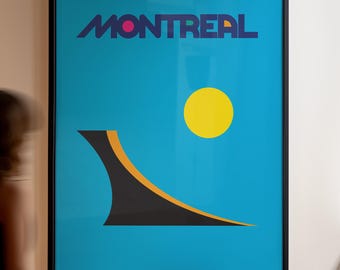 Plakat podróżniczy do Montrealu: minimalistyczna sztuka kanadyjska (do pobrania w wersji cyfrowej)