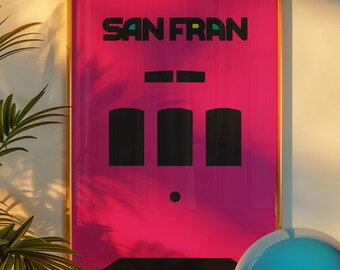 San Francisco Printed Poster- San Francisco ORIGINAL Art- Trolley - Cable Car -