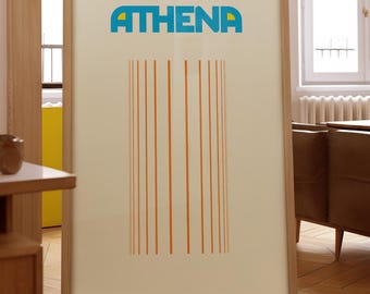 Minimalistyczny wydruk artystyczny „Athena Athens”: Kolumna dorycka Akropolu (pobranie cyfrowe)