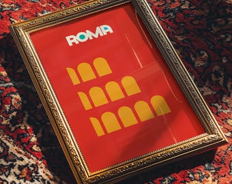 Rzym, Koloseum, wydruk: Minimalistyczny plakat podróżniczy po Włoszech