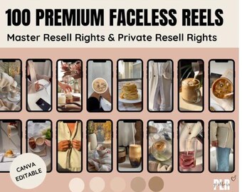 100 MRR PLR faceless neutral Aesthetic Faceless Reels | Master Resell Rights| Boho Instagram Reels | plr & mrr