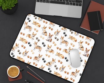 Corgi Lover Desk Mat, Dog Mom Owner Birthday Gift, Home Office Desk Accessories, Cute Computer Mousepad, Pet Parent Christmas Present