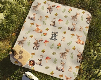 Woodland Animal Picnic Blanket, Water Resistant Holiday Cookout Blanket, Sports Stadium Concert Beach Blanket Mat, Outdoor Party Gathering