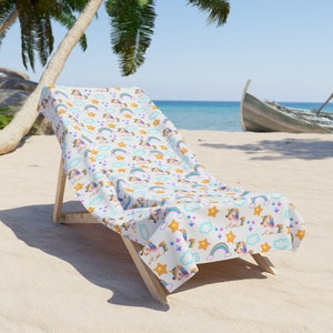 Unicorn and Rainbow Beach Towel, Adult Child Bath Pool Towel, Birthday Vacation Gift, Picnic Towel, Swim Gym Travel Towel, Kids Beach Decor