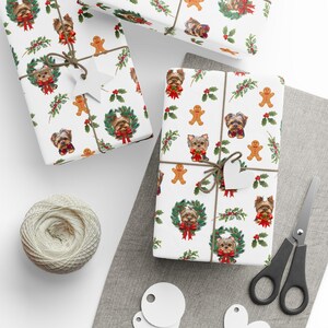 Yorkie Christmas Wrapping Paper, Yorkshire Terrier Holiday Gift Wrap, Dog Lover Holiday Gift Wrap Roll, Christmas Gift, Party Supplies Decor image 8