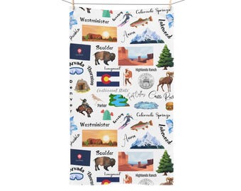 Colorado Hand Towel, Colorado New Home Housewarming Hostess Birthday Shower Gift, Kitchen Bathroom Home Deco, Holiday Nature Lover Tea Towel